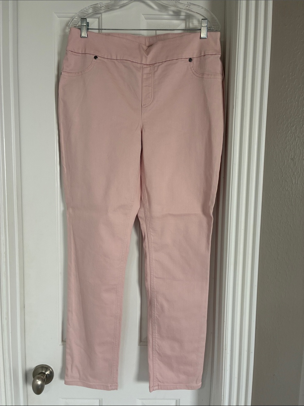 Chico's Slim Stretch Pull-On Pants in Blush Pink